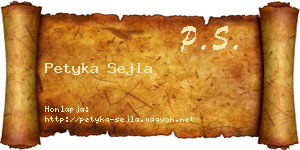 Petyka Sejla névjegykártya